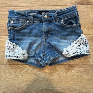 DKNY Blue Denim Shorts with Lace Trim
